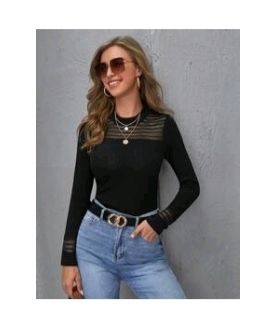 ¡REBAJA! Camiseta canalé y malla Nueva