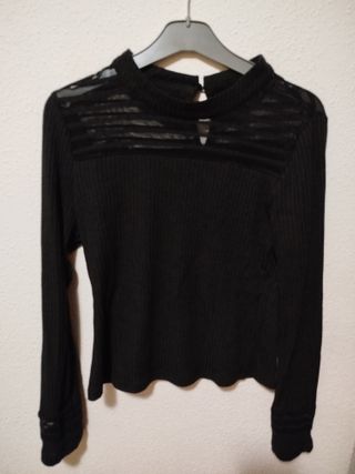 ¡REBAJA! Camiseta canalé y malla Nueva