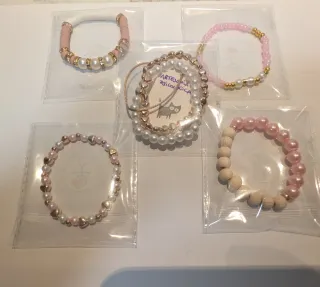 Pack 6 Pulseras Artesanales Dorado/Rosa