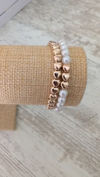 Pack 6 Pulseras Artesanales Dorado/Rosa