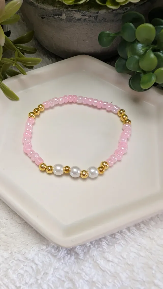 Pack 6 Pulseras Artesanales Dorado/Rosa