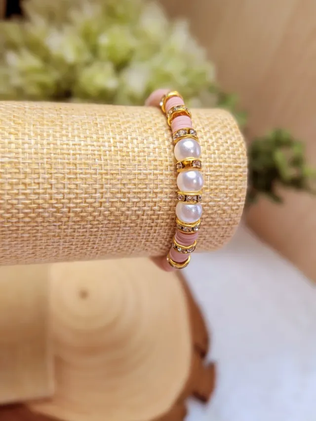 Pack 6 Pulseras Artesanales Dorado/Rosa