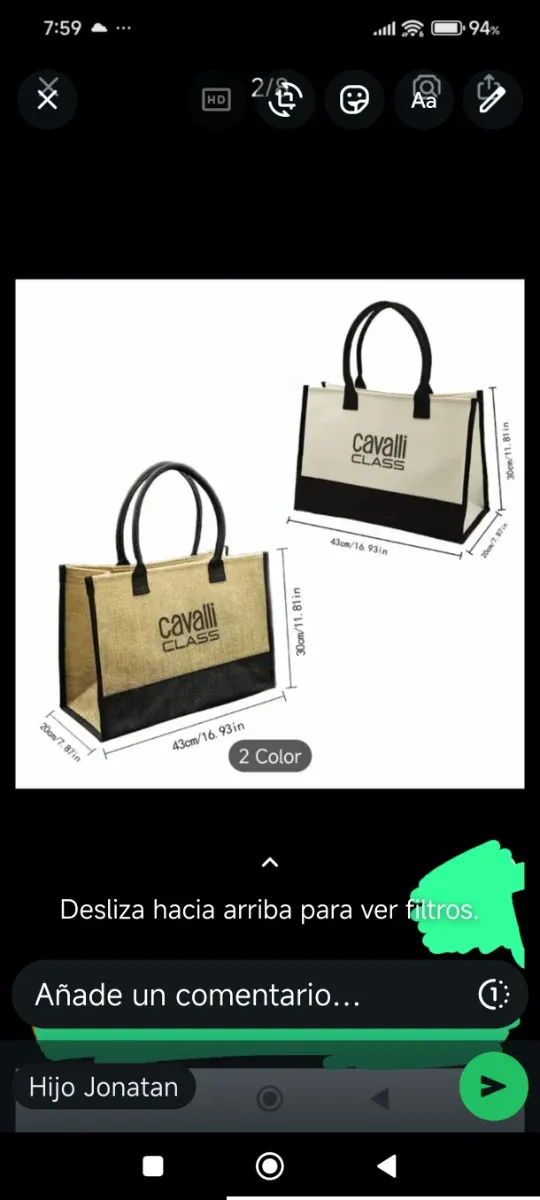 Bolso Cavalli Class Beige y Negro