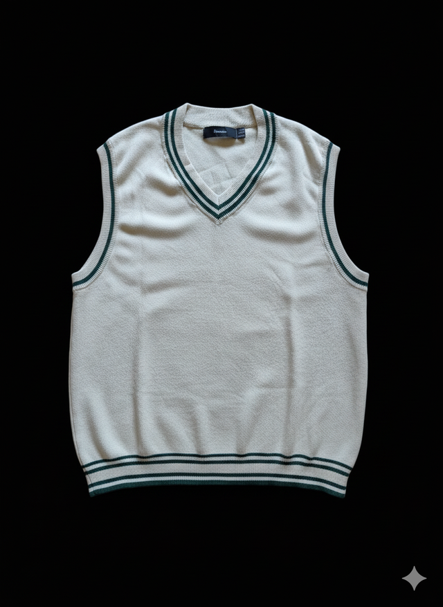 Jersey sin mangas beige con rayas verdes