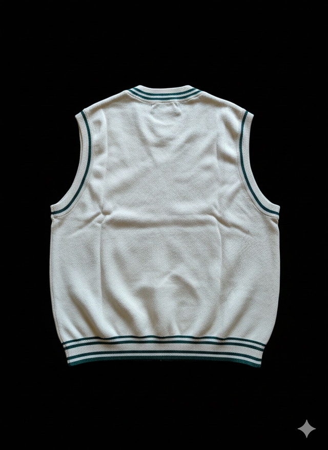 Jersey sin mangas beige con rayas verdes