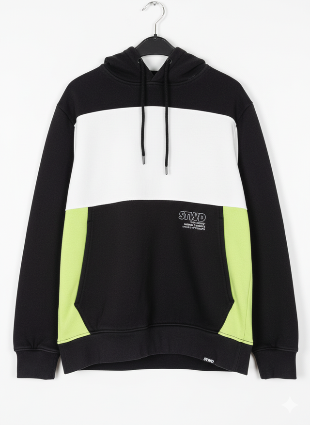 Sudadera con capucha color block