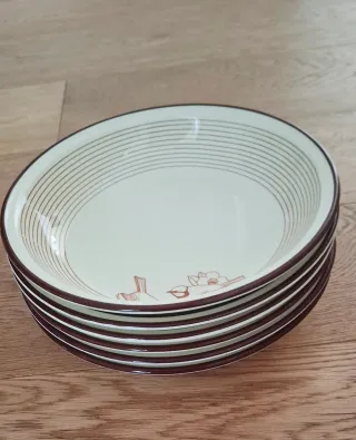 Set 6 Piatti Fondi Ceramica Uccellini