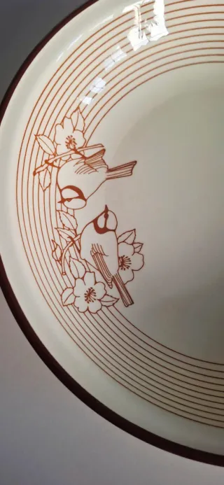 Set 6 Piatti Fondi Ceramica Uccellini