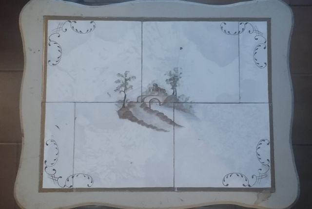 Juego 2 mesas auxiliares vintage azulejos
