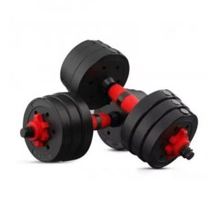 Manubri regolabili con pesi neri e rossi