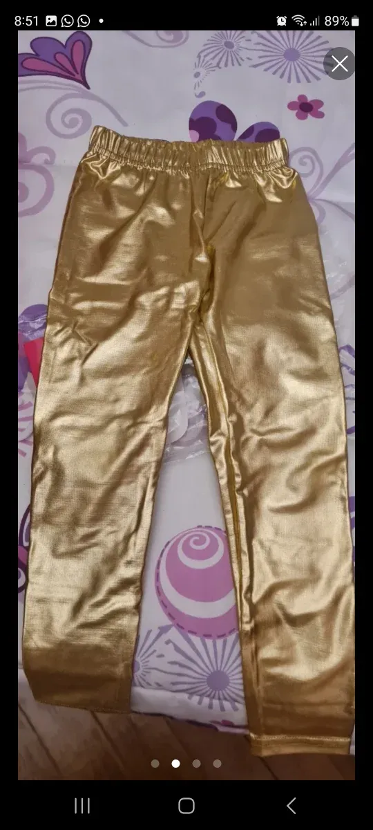 Leggings y maillot niña dorados