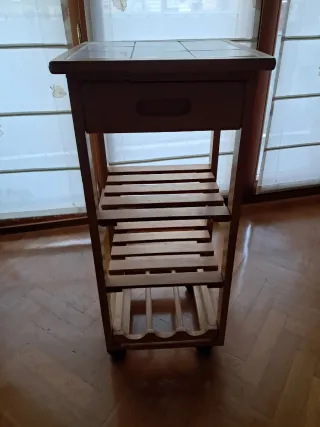 Carrito Auxiliar Cocina Madera y Cerámica