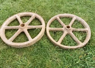 2 Ruedas Hierro Fundido Antiguas Agrícolas