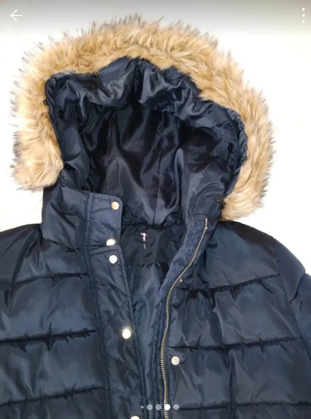 Cazadora acolchada azul con detalles dorados