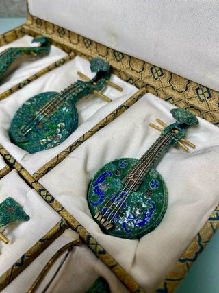 Miniaturas instrumentos musicales chinos cloisonné