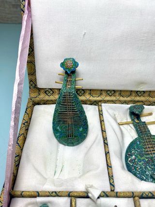 Miniaturas instrumentos musicales chinos cloisonné