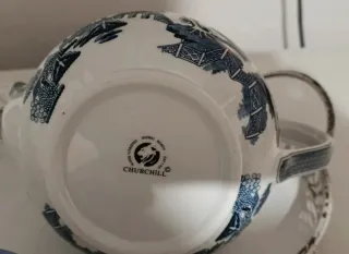 Set tè: 2 tazze e teiera con vassoio shabby chic