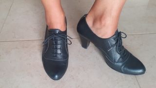 Zapato abotinado piel cordones negro talla 36