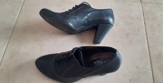 Zapato abotinado piel cordones negro talla 36