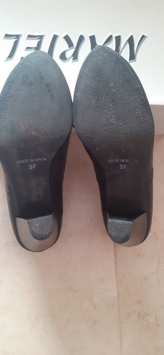 Zapato abotinado piel cordones negro talla 36