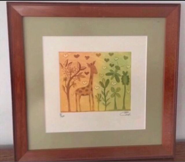Quadro infantil girafa assinado