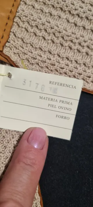 Guantes de piel beige y marrón talla 8