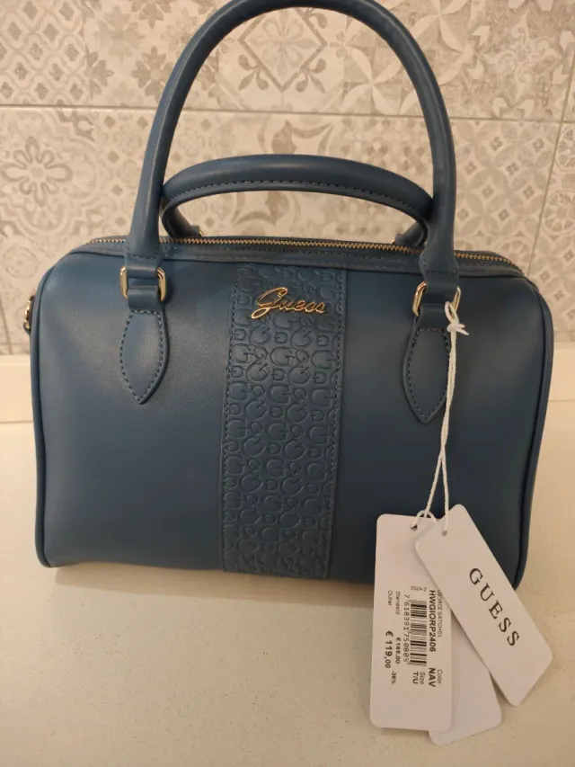 Borsa Guess bauletto Giordi Satchel Blu Nuova