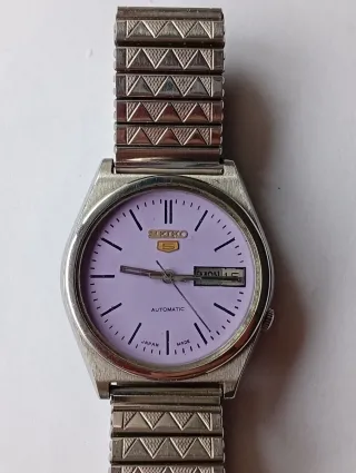 Reloj Seiko Automático Morado y Plateado