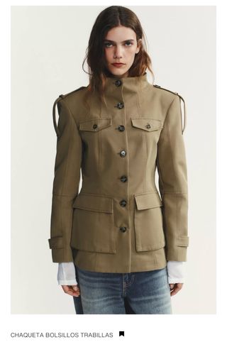 Chaqueta militar bolsillos trabillas