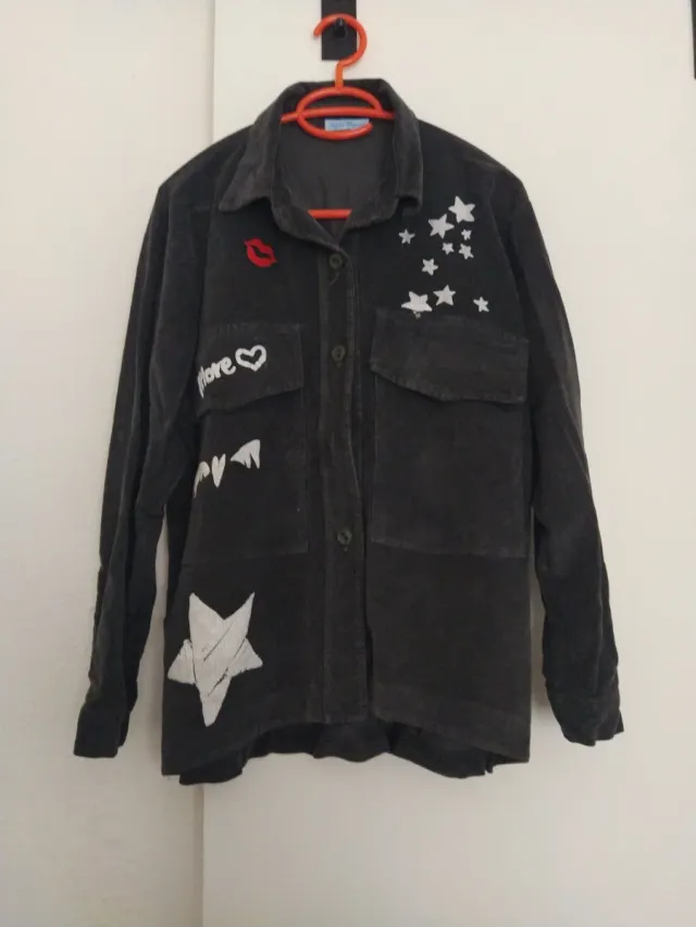 Camisa pana mujer negra con adornos