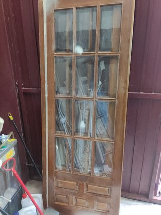 2 Puertas Madera con 12 Cristales