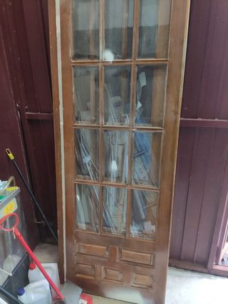 2 Puertas Madera con 12 Cristales