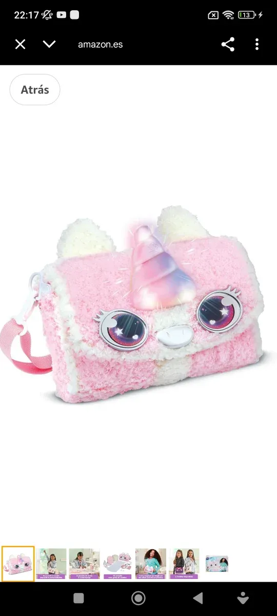 Bolso Unicornio Peluche Rosa