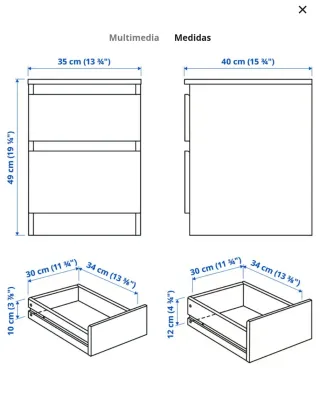 2 Mesitas de noche IKEA KULLEN negro-marrón
