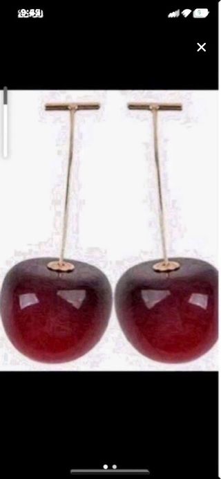 Pendientes de cereza dorados y rojos nuevos
