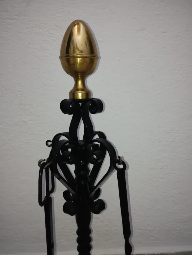 Juego Utensilios Chimenea Negro y Dorado