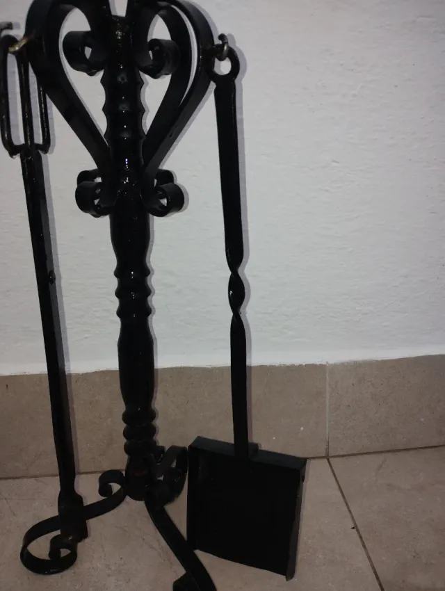 Juego Utensilios Chimenea Negro y Dorado