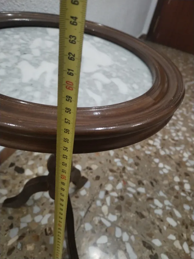 Tavolino antico in legno e marmo