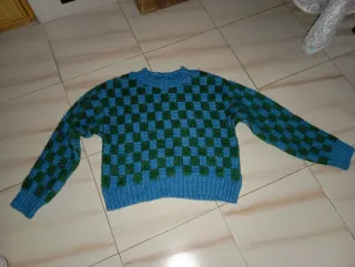 Jersey cuadros azul y verde mujer