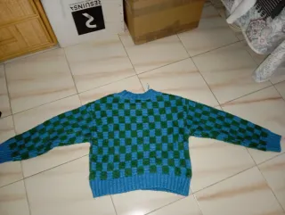 Jersey cuadros azul y verde mujer