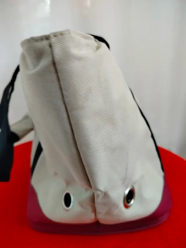 Bolso transportín mascota pequeña beige/negro