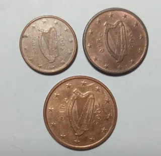 Tris monete 1-2-5 cent Eire 2002