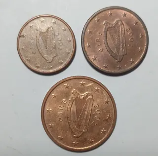 Tris monete 1-2-5 cent Eire 2002