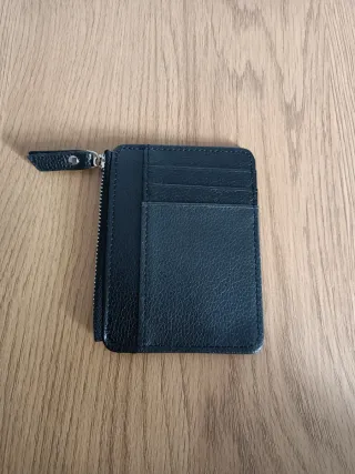 Portafoglio porta carte nero con zip