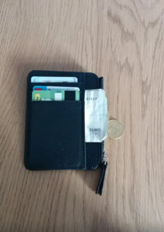 Portafoglio porta carte nero con zip