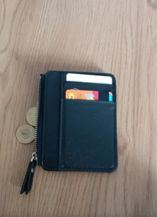 Portafoglio porta carte nero con zip