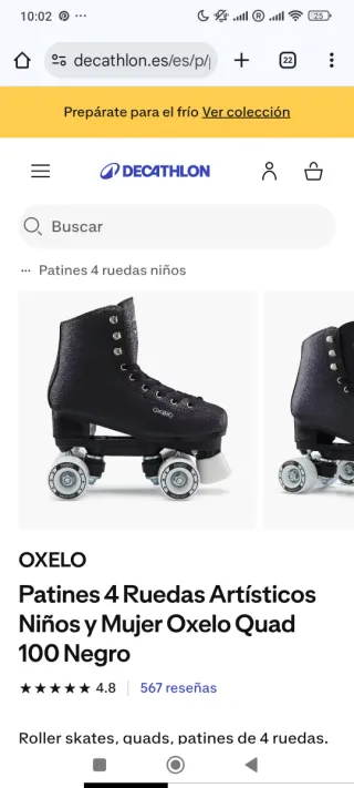 Patines Oxelo Negros Talla 36