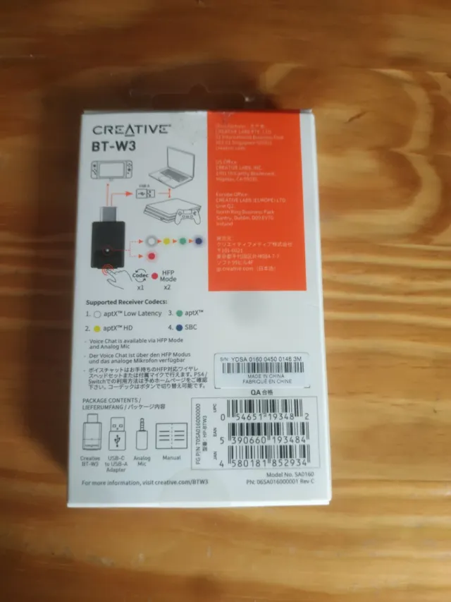 Creative BT-W3 Transmisor Audio Bluetooth 5.0