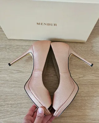 Zapatos tacón rosa palo MENBUR 10cm