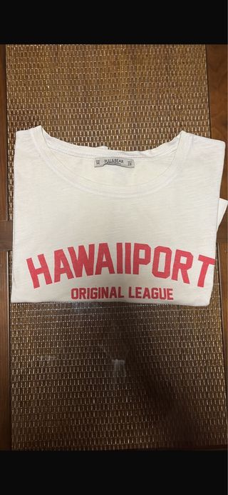 Camiseta Pull & Bear Hawaiiport Blanca Talla M